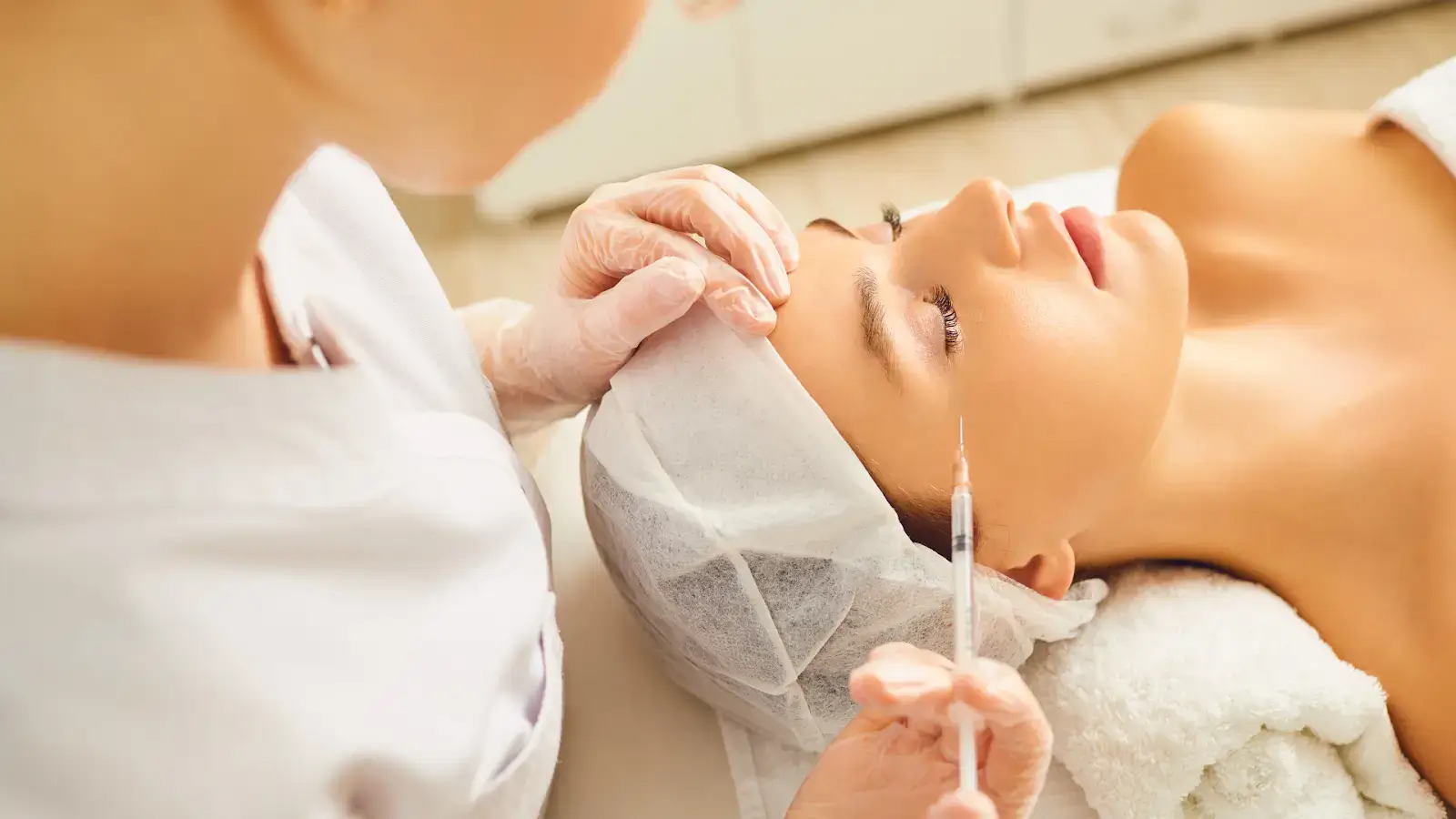 Woman getting injection.