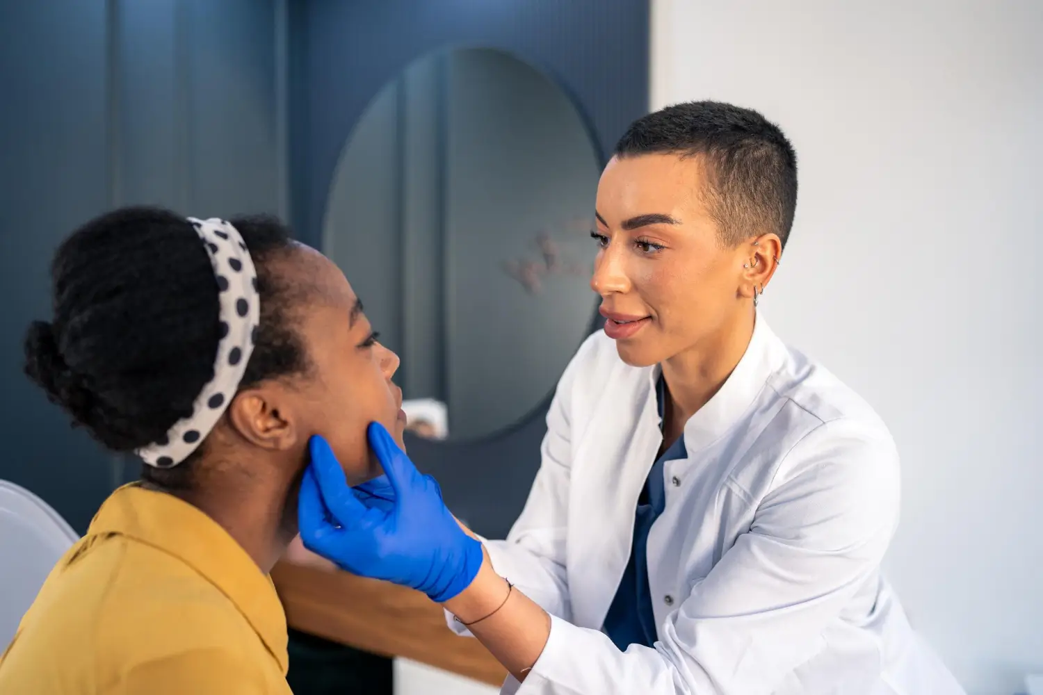 Doctor treating a patient. 